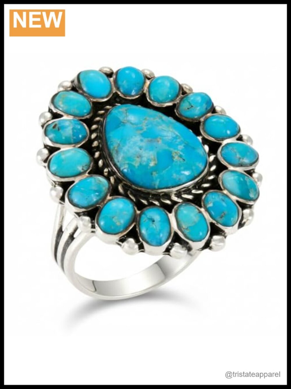 Turquoise Ring Sterling Silver 925 Genuine Gemstone Southwest Statement